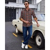 image:imageAlimens amp Gentle Mens Flannel Long Sleeve Shirt Classic Plaid Button Down Shirts Soft Warm Winter Tops with Pocket Work CampOrange Navy Plaid