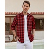 image:imageAlimens amp Gentle Mens Flannel Shirt Long Sleeve Plaid Button Down Shirts Casual Work Soft Tops Family Gathering with PocketRed Black Plaid