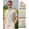 image:imageAlimens amp Gentle Mens Linen Shirt Short Sleeve Casual Cotton Button Down Shirts Collared Summer ShirtsKhaki