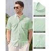image:imageAlimens amp Gentle Mens Linen Shirt Short Sleeve Casual Cotton Button Down Shirts Collared Summer ShirtsLight Green