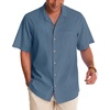 image:imageAlimens amp Gentle Mens Linen Shirts Cotton Hawaiian Shirts Short Sleeve Button Down Shirts Casual Summer Beach TopsBlue Wing Teal