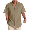 image:imageAlimens amp Gentle Mens Linen Shirts Cotton Hawaiian Shirts Short Sleeve Button Down Shirts Casual Summer Beach TopsBrown