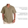 image:imageAlimens amp Gentle Mens Linen Shirts Cotton Hawaiian Shirts Short Sleeve Button Down Shirts Casual Summer Beach TopsBrown