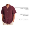 image:imageAlimens amp Gentle Mens Linen Shirts Cotton Hawaiian Shirts Short Sleeve Button Down Shirts Casual Summer Beach TopsBurgundy
