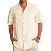 image:imageAlimens amp Gentle Mens Linen Shirts Cotton Hawaiian Shirts Short Sleeve Button Down Shirts Casual Summer Beach TopsCloud Cream