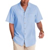 image:imageAlimens amp Gentle Mens Linen Shirts Cotton Hawaiian Shirts Short Sleeve Button Down Shirts Casual Summer Beach TopsCool Blue