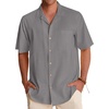 image:imageAlimens amp Gentle Mens Linen Shirts Cotton Hawaiian Shirts Short Sleeve Button Down Shirts Casual Summer Beach TopsCool Grey