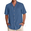 image:imageAlimens amp Gentle Mens Linen Shirts Cotton Hawaiian Shirts Short Sleeve Button Down Shirts Casual Summer Beach TopsDenim Blue