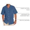 image:imageAlimens amp Gentle Mens Linen Shirts Cotton Hawaiian Shirts Short Sleeve Button Down Shirts Casual Summer Beach TopsDenim Blue