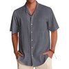 image:imageAlimens amp Gentle Mens Linen Shirts Cotton Hawaiian Shirts Short Sleeve Button Down Shirts Casual Summer Beach TopsGraphite Grey