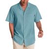 image:imageAlimens amp Gentle Mens Linen Shirts Cotton Hawaiian Shirts Short Sleeve Button Down Shirts Casual Summer Beach TopsGray Mist