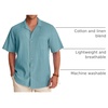 image:imageAlimens amp Gentle Mens Linen Shirts Cotton Hawaiian Shirts Short Sleeve Button Down Shirts Casual Summer Beach TopsGray Mist