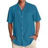 image:imageAlimens amp Gentle Mens Linen Shirts Cotton Hawaiian Shirts Short Sleeve Button Down Shirts Casual Summer Beach TopsHorizon Blue