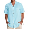 image:imageAlimens amp Gentle Mens Linen Shirts Cotton Hawaiian Shirts Short Sleeve Button Down Shirts Casual Summer Beach TopsIsland Blue
