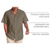 image:imageAlimens amp Gentle Mens Linen Shirts Cotton Hawaiian Shirts Short Sleeve Button Down Shirts Casual Summer Beach TopsKhaki