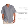 image:imageAlimens amp Gentle Mens Linen Shirts Cotton Hawaiian Shirts Short Sleeve Button Down Shirts Casual Summer Beach TopsNeutral Gray