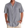 image:imageAlimens amp Gentle Mens Linen Shirts Cotton Hawaiian Shirts Short Sleeve Button Down Shirts Casual Summer Beach TopsNeutral Gray