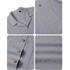 image:imageAlimens amp Gentle Mens Linen Shirts Cotton Hawaiian Shirts Short Sleeve Button Down Shirts Casual Summer Beach TopsNeutral Gray