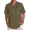 image:imageAlimens amp Gentle Mens Linen Shirts Cotton Hawaiian Shirts Short Sleeve Button Down Shirts Casual Summer Beach TopsOlive Drab