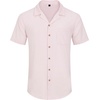 image:imageAlimens amp Gentle Mens Linen Shirts Cotton Hawaiian Shirts Short Sleeve Button Down Shirts Casual Summer Beach TopsPale Pink