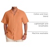 image:imageAlimens amp Gentle Mens Linen Shirts Cotton Hawaiian Shirts Short Sleeve Button Down Shirts Casual Summer Beach TopsPersimmon Orange