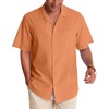 image:imageAlimens amp Gentle Mens Linen Shirts Cotton Hawaiian Shirts Short Sleeve Button Down Shirts Casual Summer Beach TopsPersimmon Orange