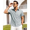 image:imageAlimens amp Gentle Mens Linen Shirts Short Sleeve Button Down Shirts Wrinkle Free Casual Vacation Beach Summer TopsAqua Blue