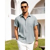 image:imageAlimens amp Gentle Mens Linen Shirts Short Sleeve Button Down Shirts Wrinkle Free Casual Vacation Beach Summer TopsAqua Blue