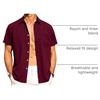 image:imageAlimens amp Gentle Mens Linen Shirts Short Sleeve Button Down Shirts Wrinkle Free Casual Vacation Beach Summer TopsBurgundy