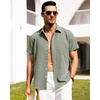 image:imageAlimens amp Gentle Mens Linen Shirts Short Sleeve Button Down Shirts Wrinkle Free Casual Vacation Beach Summer TopsGreen