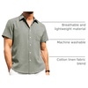 image:imageAlimens amp Gentle Mens Linen Shirts Short Sleeve Button Down Shirts Wrinkle Free Casual Vacation Beach Summer TopsGreen