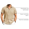 image:imageAlimens amp Gentle Mens Linen Shirts Short Sleeve Button Down Shirts Wrinkle Free Casual Vacation Beach Summer TopsKhaki