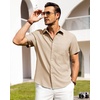 image:imageAlimens amp Gentle Mens Linen Shirts Short Sleeve Button Down Shirts Wrinkle Free Casual Vacation Beach Summer TopsLight Khaki