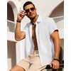 image:imageAlimens amp Gentle Mens Linen Shirts Short Sleeve Button Down Shirts Wrinkle Free Casual Vacation Beach Summer TopsWhite Linen