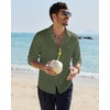 image:imageAlimens amp Gentle Mens Linen Textured Shirt Long Sleeve Summer Beach Tops  Cotton LinenRegular FitButton Down ShirtCasualWeddingPocketButton UpOld MoneyVacationRelaxedResortVintageOutdoorGreen