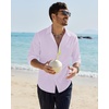 image:imageAlimens amp Gentle Mens Linen Textured Shirt Long Sleeve Summer Beach Tops  Cotton LinenRegular FitButton Down ShirtCasualWeddingPocketButton UpOld MoneyVacationRelaxedResortVintageOutdoorLavender
