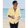 image:imageAlimens amp Gentle Mens Linen Textured Shirt Long Sleeve Summer Beach Tops  Cotton LinenRegular FitButton Down ShirtCasualWeddingPocketButton UpOld MoneyVacationRelaxedResortVintageOutdoorYellow