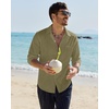 image:imageAlimens amp Gentle Mens Linen Textured Shirt Long Sleeve Summer Beach Tops  Cotton LinenRegular FitButton Down ShirtCasualWeddingPocketButton UpOld MoneyVacationRelaxedResortVintageOutdoorOlive Green
