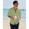 image:imageAlimens amp Gentle Mens Linen Textured Shirt Long Sleeve Summer Beach Tops  Cotton LinenRegular FitButton Down ShirtCasualWeddingPocketButton UpOld MoneyVacationRelaxedResortVintageOutdoorSage Green