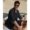 image:imageAlimens amp Gentle Mens Linen Textured Shirt Long Sleeve Summer Beach Tops  Cotton LinenRegular FitButton Down ShirtCasualWeddingPocketButton UpOld MoneyVacationRelaxedResortVintageOutdoorBlack