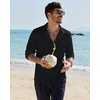 image:imageAlimens amp Gentle Mens Linen Textured Shirt Long Sleeve Summer Beach Tops  Cotton LinenRegular FitButton Down ShirtCasualWeddingPocketButton UpOld MoneyVacationRelaxedResortVintageOutdoorBlack