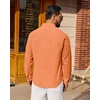 image:imageAlimens amp Gentle Mens Linen Textured Shirt Long Sleeve Summer Beach Tops  Cotton LinenRegular FitButton Down ShirtCasualWeddingPocketButton UpOld MoneyVacationRelaxedResortVintageOutdoorOrange