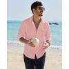 image:imageAlimens amp Gentle Mens Linen Textured Shirt Long Sleeve Summer Beach Tops  Cotton LinenRegular FitButton Down ShirtCasualWeddingPocketButton UpOld MoneyVacationRelaxedResortVintageOutdoorGrey Pink
