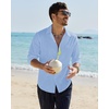 image:imageAlimens amp Gentle Mens Linen Textured Shirt Long Sleeve Summer Beach Tops  Cotton LinenRegular FitButton Down ShirtCasualWeddingPocketButton UpOld MoneyVacationRelaxedResortVintageOutdoorBlue