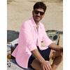 image:imageAlimens amp Gentle Mens Linen Textured Shirt Long Sleeve Summer Beach Tops  Cotton LinenRegular FitButton Down ShirtCasualWeddingPocketButton UpOld MoneyVacationRelaxedResortVintageOutdoorPink