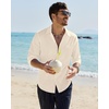 image:imageAlimens amp Gentle Mens Linen Textured Shirt Long Sleeve Summer Beach Tops  Cotton LinenRegular FitButton Down ShirtCasualWeddingPocketButton UpOld MoneyVacationRelaxedResortVintageOutdoorBeige