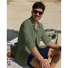 image:imageAlimens amp Gentle Mens Linen Textured Shirt Long Sleeve Summer Beach Tops  Cotton LinenRegular FitButton Down ShirtCasualWeddingPocketButton UpOld MoneyVacationRelaxedResortVintageOutdoorGreen