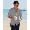 image:imageAlimens amp Gentle Mens Linen Textured Shirt Long Sleeve Summer Beach Tops  Cotton LinenRegular FitButton Down ShirtCasualWeddingPocketButton UpOld MoneyVacationRelaxedResortVintageOutdoorGrey