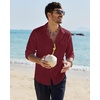 image:imageAlimens amp Gentle Mens Linen Textured Shirt Long Sleeve Summer Beach Tops  Cotton LinenRegular FitButton Down ShirtCasualWeddingPocketButton UpOld MoneyVacationRelaxedResortVintageOutdoorBurgundy