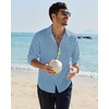 image:imageAlimens amp Gentle Mens Linen Textured Shirt Long Sleeve Summer Beach Tops  Cotton LinenRegular FitButton Down ShirtCasualWeddingPocketButton UpOld MoneyVacationRelaxedResortVintageOutdoorGrey Blue